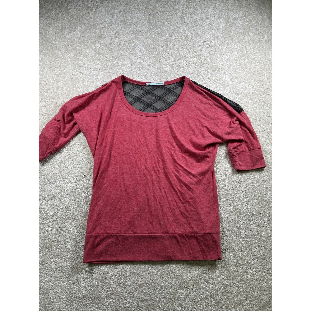 Maurices Pullover‎ Top Womens Small Mesh Yoke Three Quarter Sleeve Casual Shirt